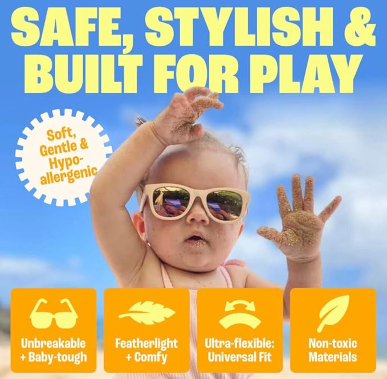 Baby Sunnies - Peach Polarized Sunglasses w/Strap 0-24 Months