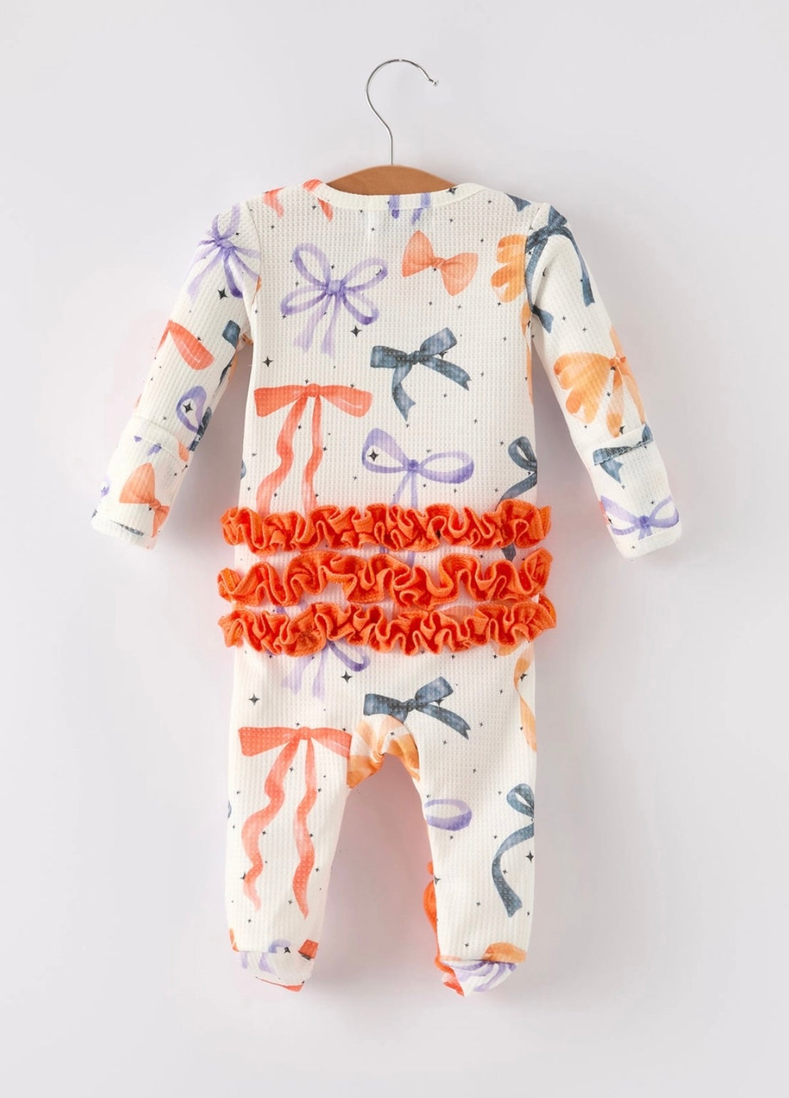 Fall Bow Print Pajama Romper