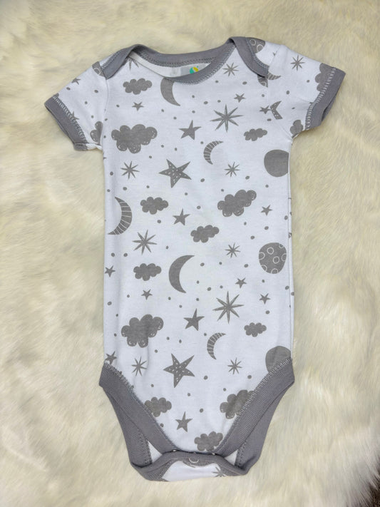 Short Sleeve Grey & White Cloud Onesie