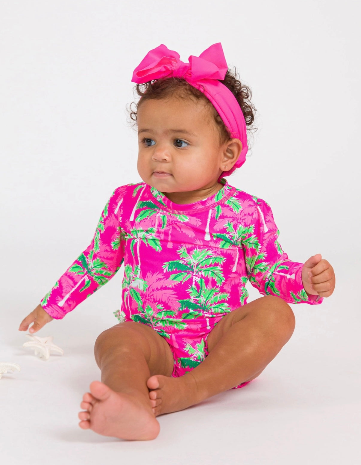 Baby Girls Neon Palm Paradise Rash Guard Swimsuit