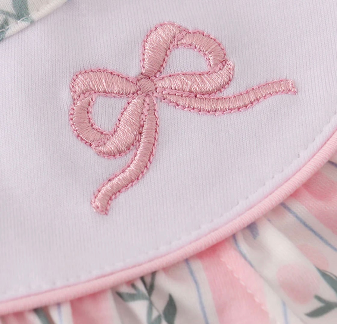 Pink Bow Embroidered Bow Bubble