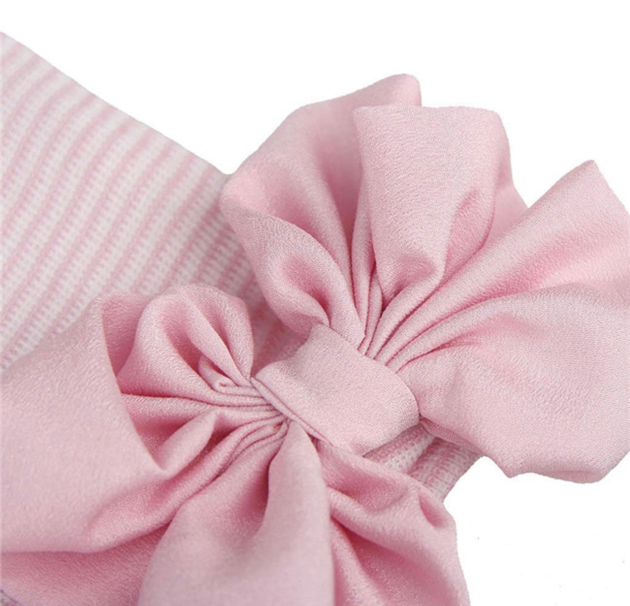 Newborn Hospital Hat - Gender Reveal - Monogram - Pink w/ Pink Bow