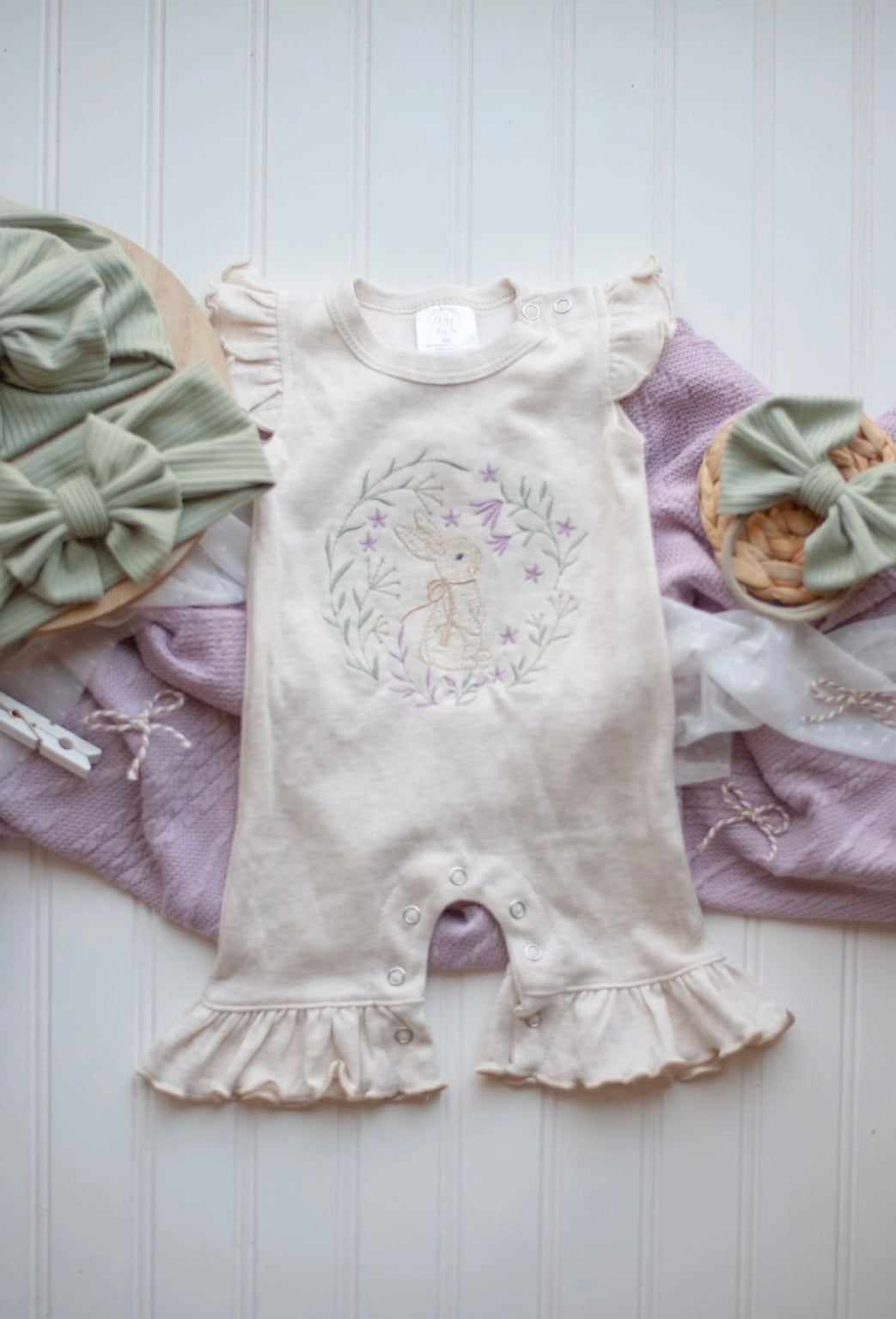 Girl Easter Oatmeal Romper