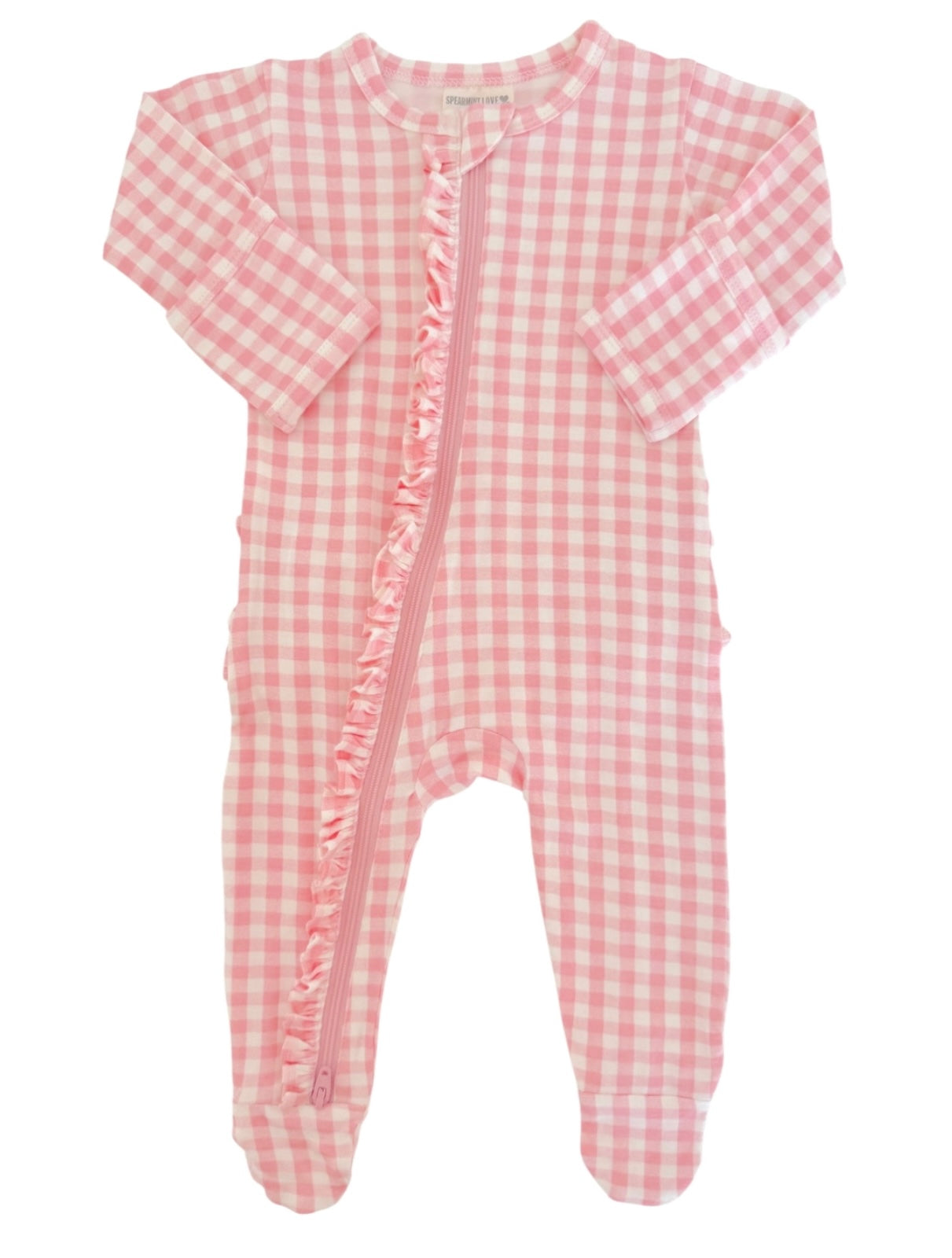 Pink Gingham 2-Way Zip Footie