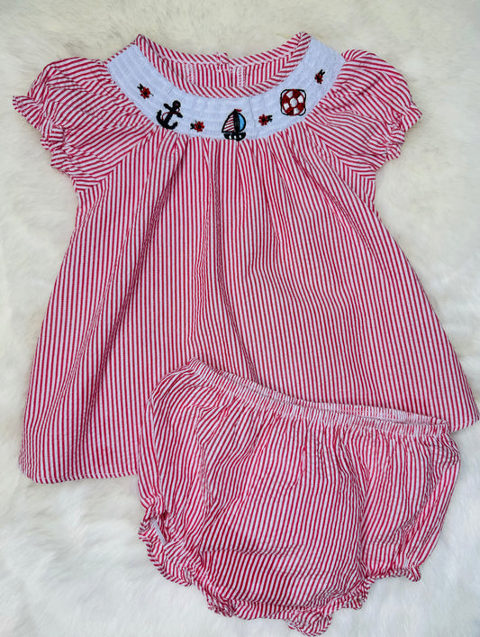 Nautical Collar Smocked Dress