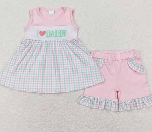 “I Love Daddy” Embroidered 2 pc. Girl