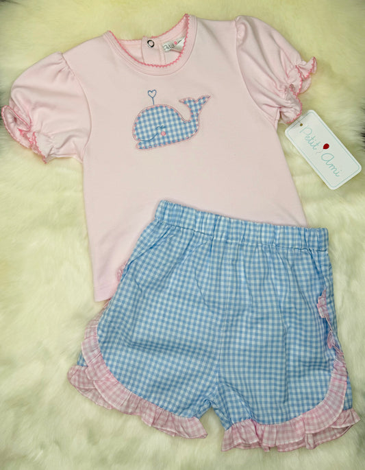 Whale Appliqué Shirt & Short Set by Petit Ami