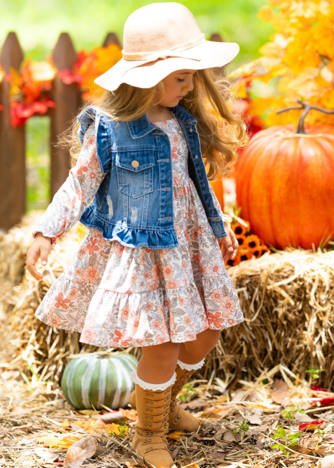 Floral Dress W/ Denim Jacket