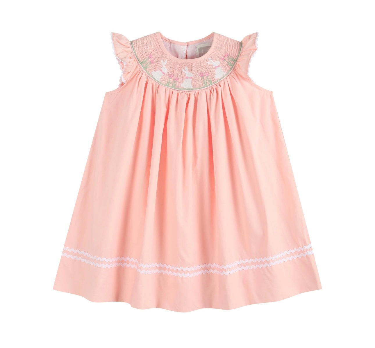 Pink Easter Bunny Smocked Bishop Dress