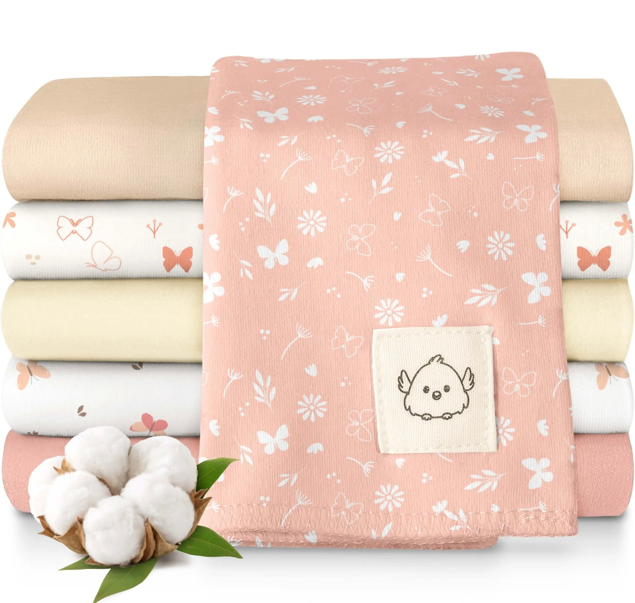 KeaBabies 6-Pack Shea Burp Cloths - Butterflies