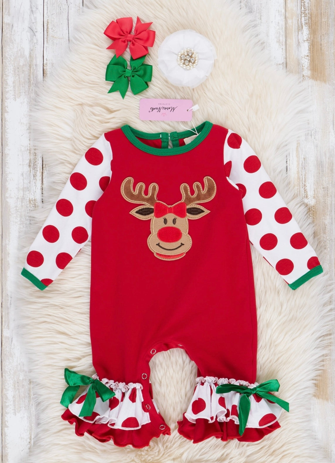 Girls Christmas Reindeer Romper