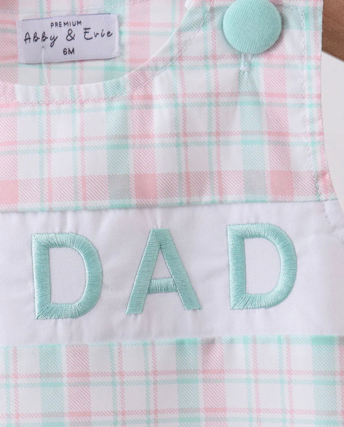 I Love Dad Embroidered Plaid Bubble
