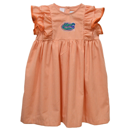 Florida Gators Embroidered Orange Gingham Dress