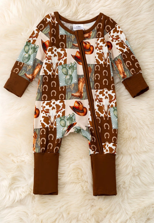 Western Print Bamboo Onesie