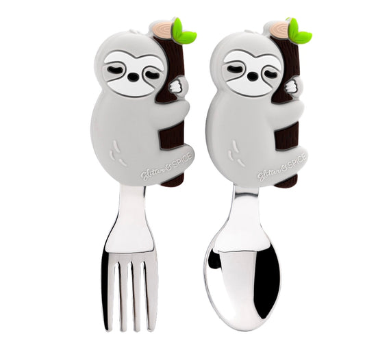 Sloth Learn to Eat Fork and Spoon Set