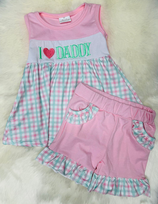 “I Love Daddy” Embroidered 2 pc. Girl