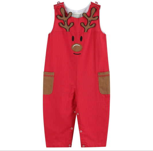 Lil’ Cactus Red Reindeer Pocket Overalls
