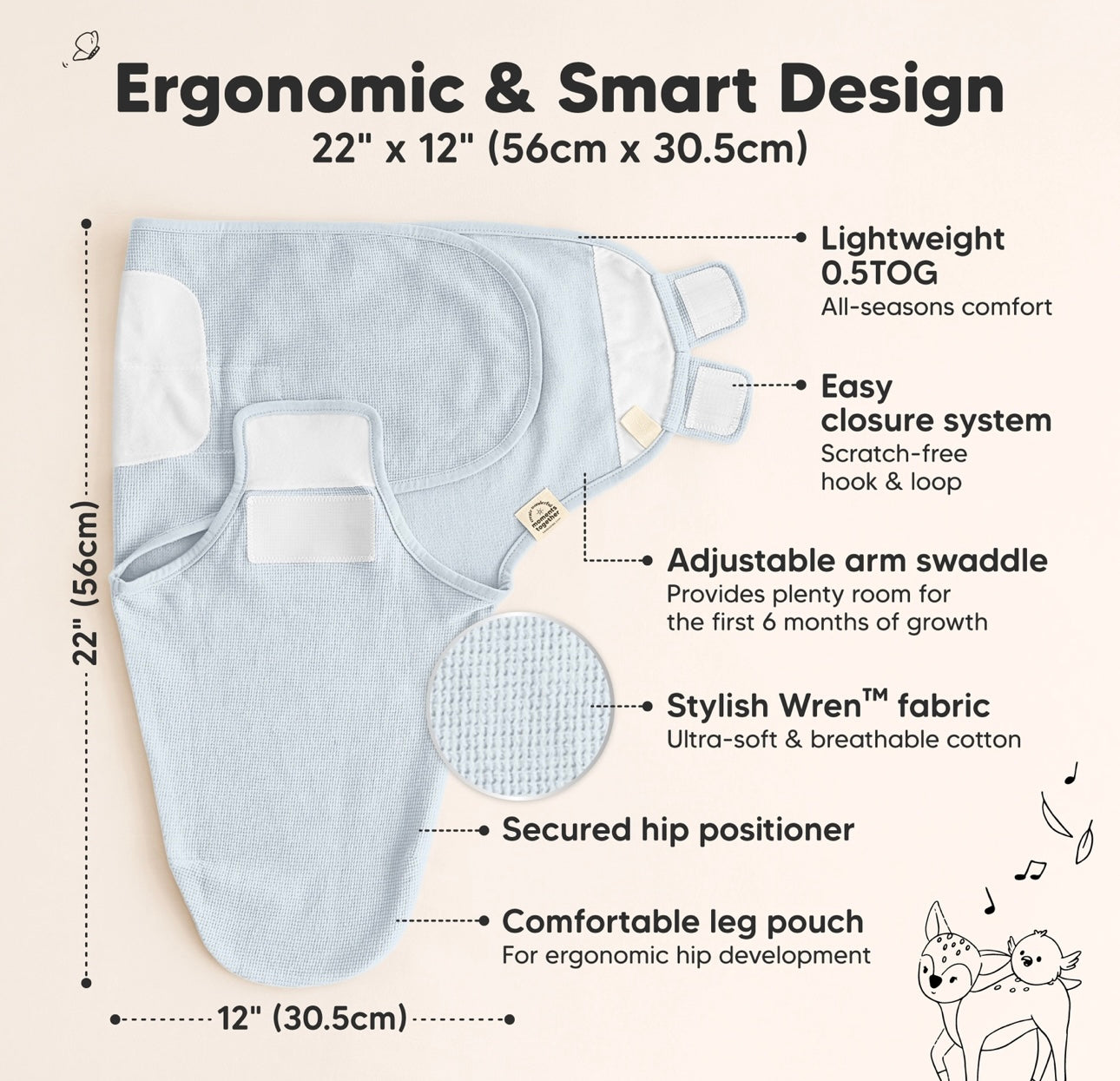3pk Soothe Wren Swaddles Sacks for Newborns 0-3 Month