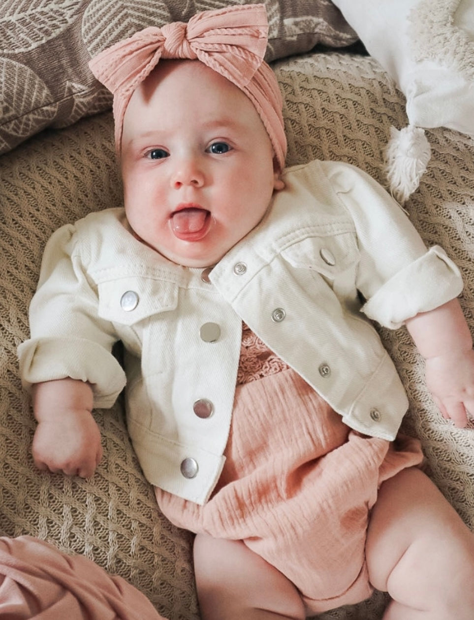 Ivory Cropped Denim Jacket