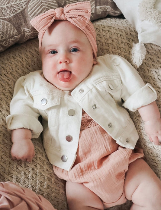 Ivory Cropped Denim Jacket