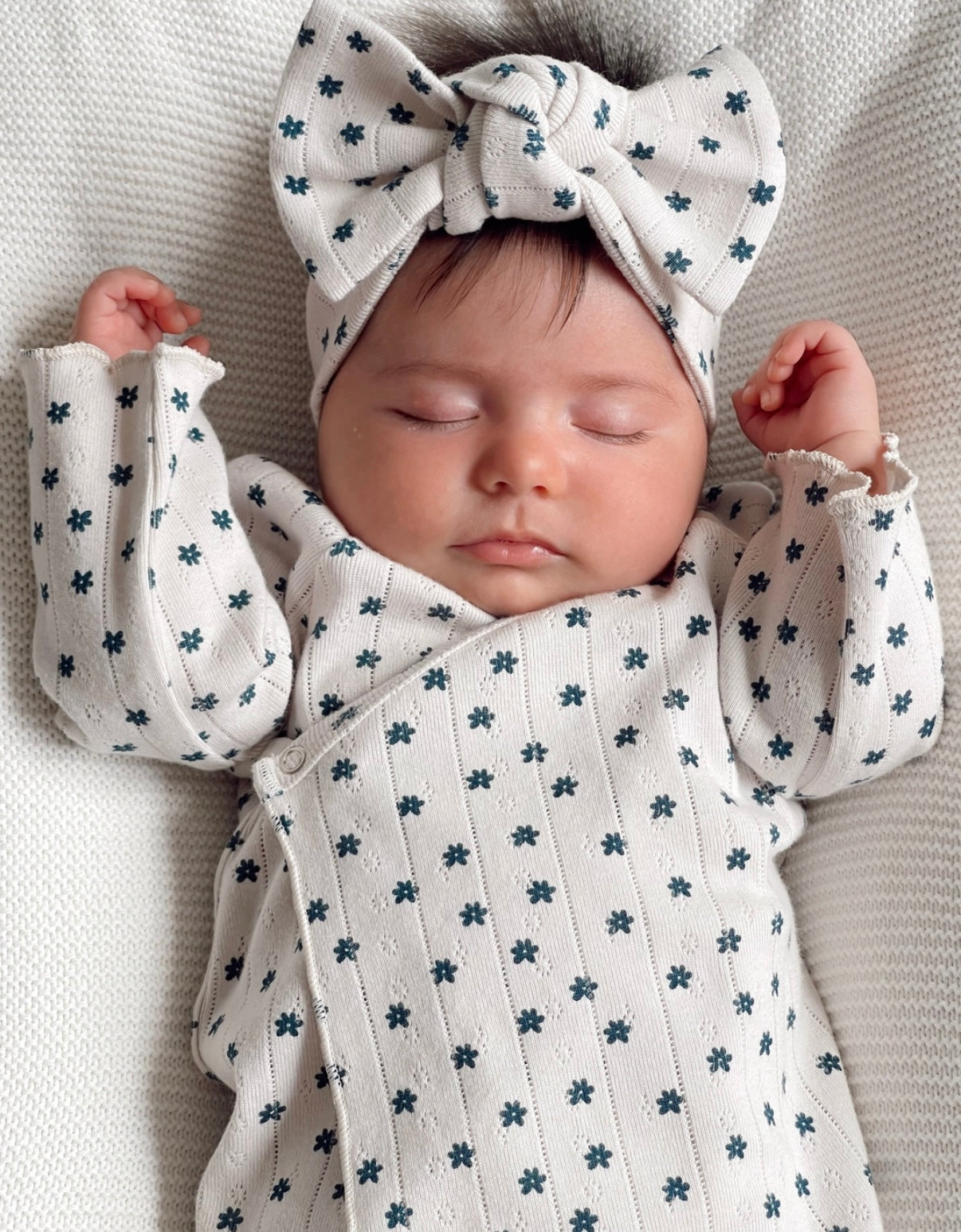 Blue Flower/Organic Pointelle Newborn Set