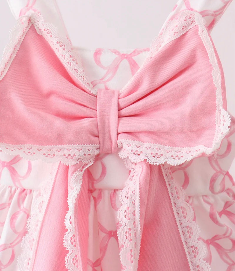 Pink Bow Ruffle Bloomer Set