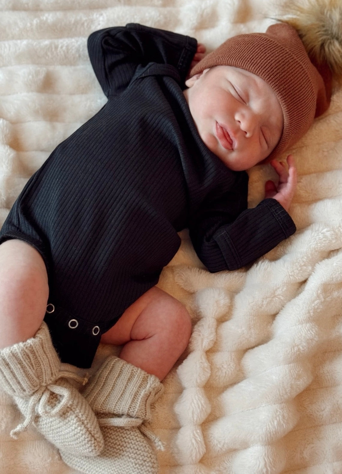 Black/Organic Ribbed Bodysuit