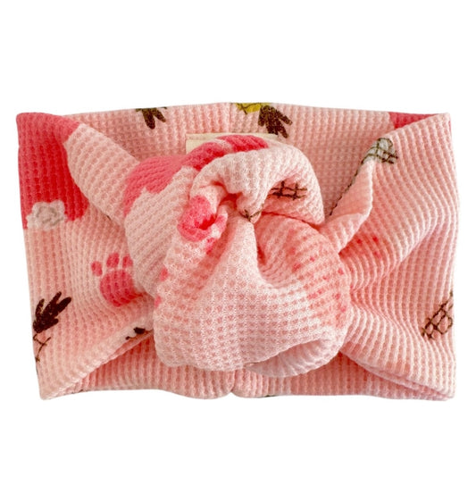 Organic Waffle Turban Headband Cottontail Pink