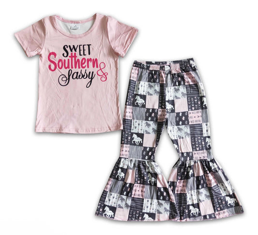 Sweet Southern Sassy Shirt & Patchwork Flares