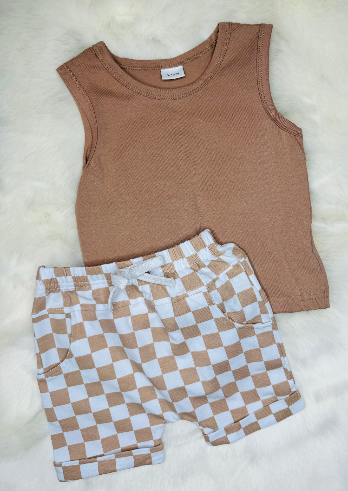 Tan & Plaid Short Set