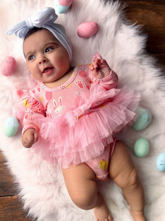 Pink Easter Bunny Bamboo Tutu Bodysuit