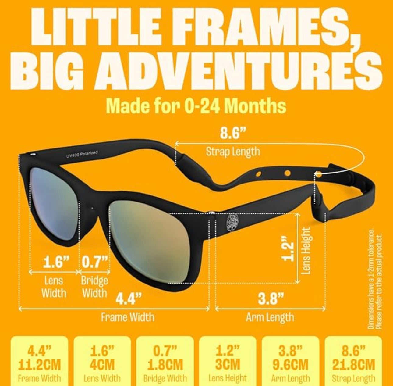Baby Sunnies - Black Polarized Sunglasses w/Strap 0-24 Months