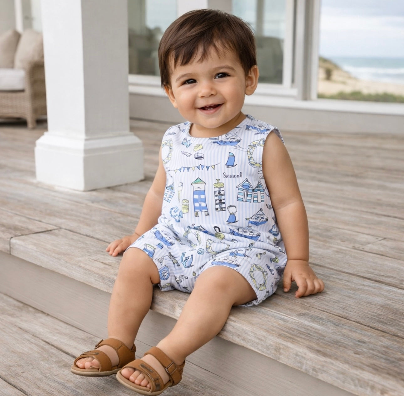 Seashore Shortall Romper - Bamboo