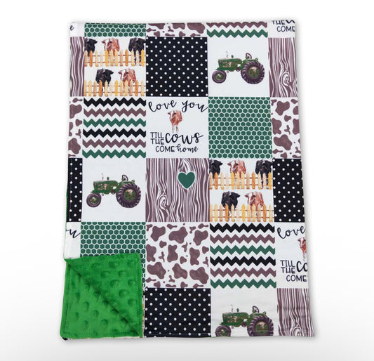 Love You Till the Cows Come Home Tractor Baby Farm Blanket