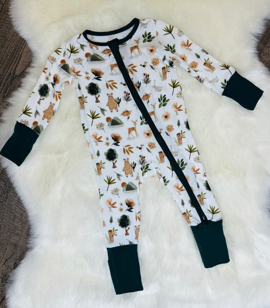 Forest Long Sleeve Bamboo Onesie