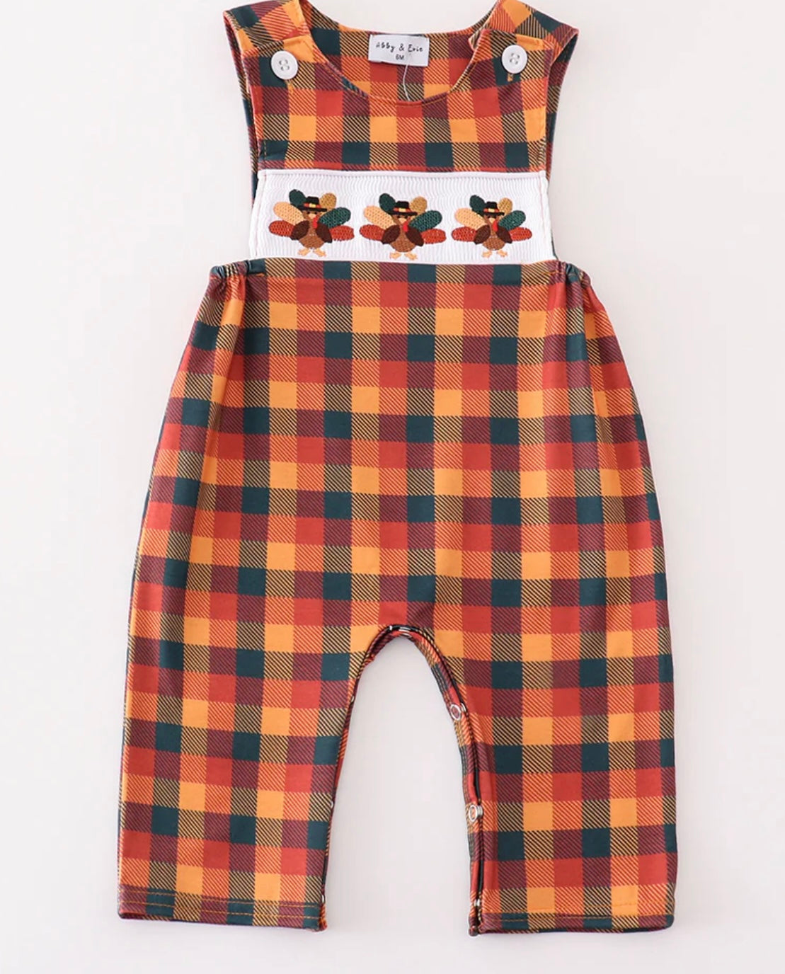 Orange Turkey Embroidered Plaid JonJon