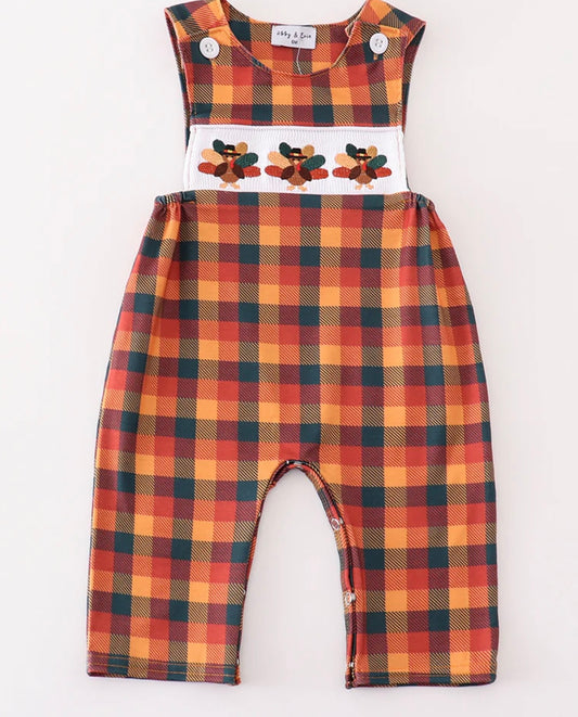 Orange Turkey Embroidered Plaid JonJon