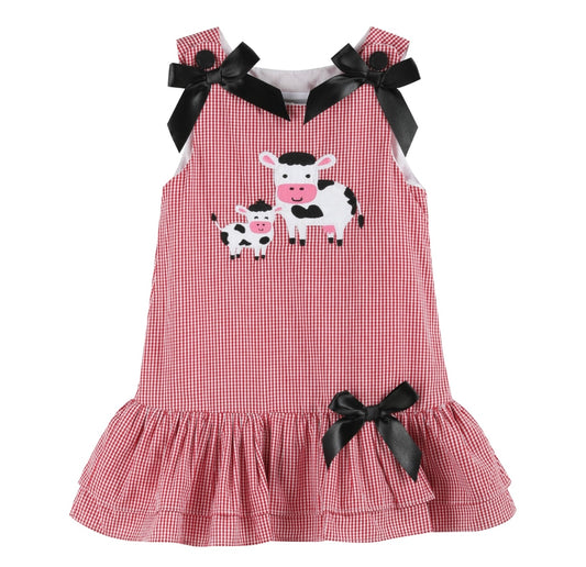 Lil Cactus Red Gingham Mama & Baby Cow Dress