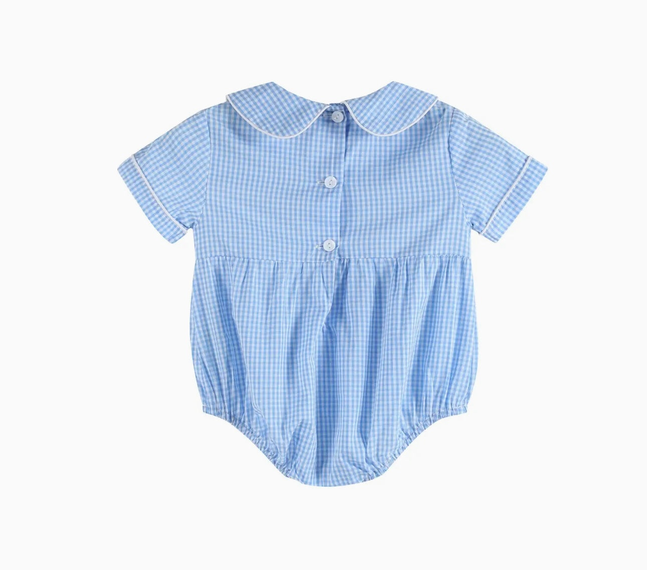 Light Blue Baby Brother Smocked Collared Romper