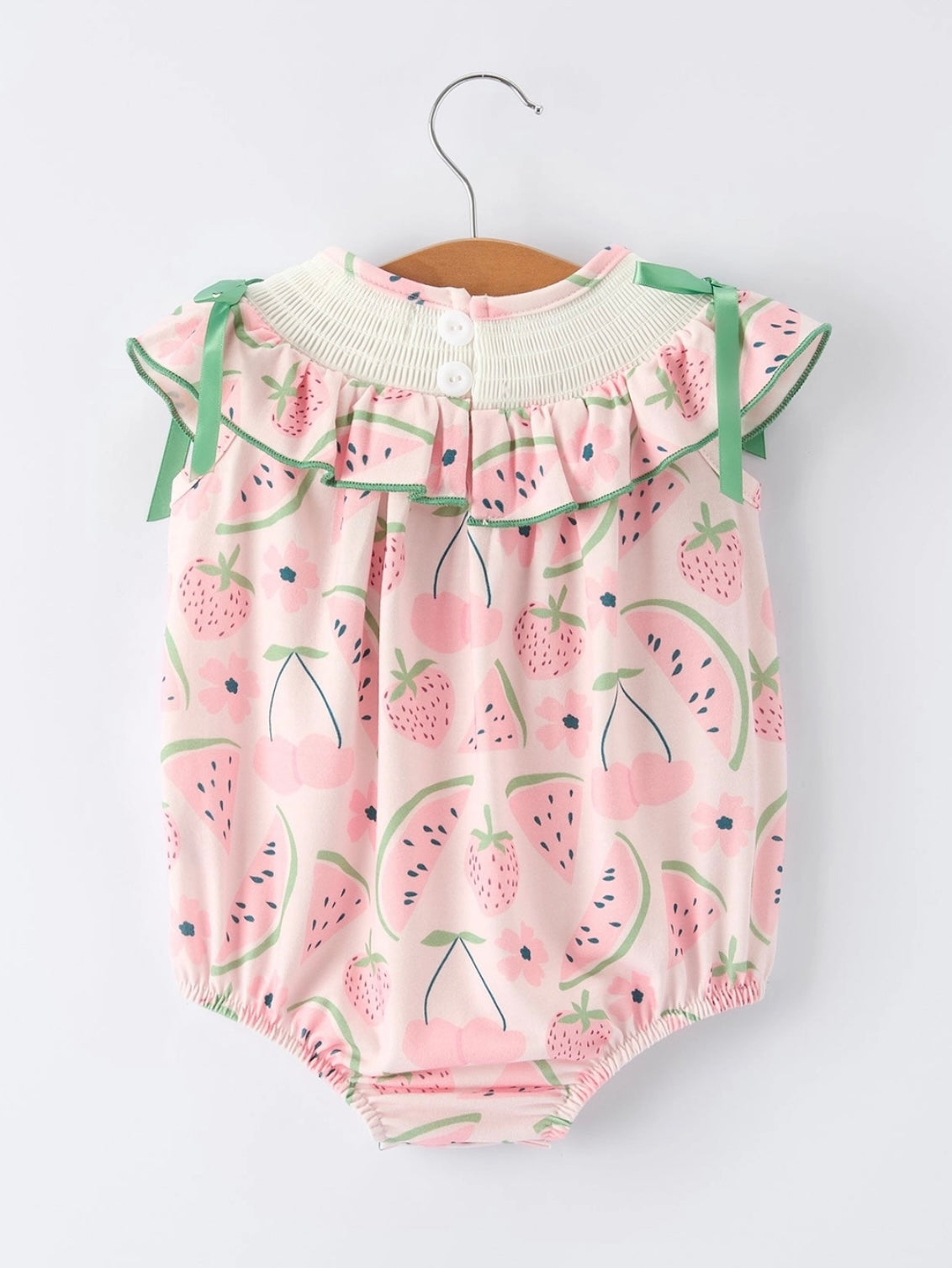 Watermelon Embroidered Smocked Baby Romper