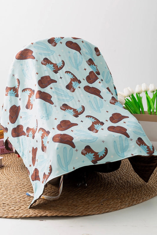 Lt. Blue Western Baby Minki Blanket