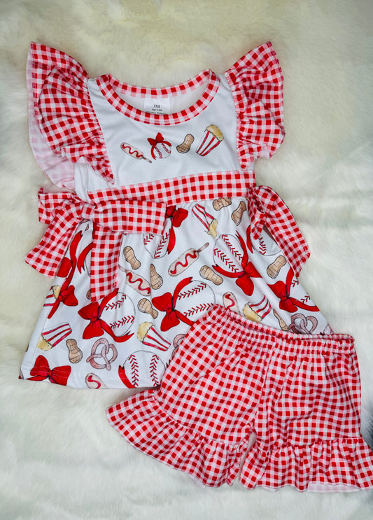 Baseball & Bows Short Set