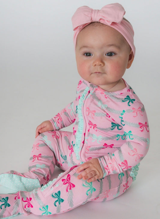 Sparkle Pink Tinsel Ruffle Onesie Footie | Ruffle Butts