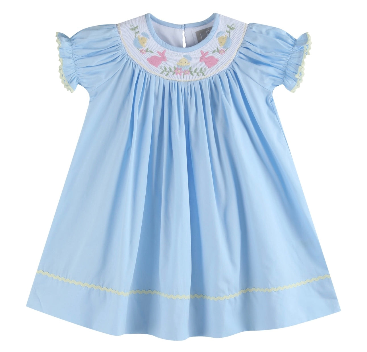 Light Blue Easter Smocked Bishop Dress