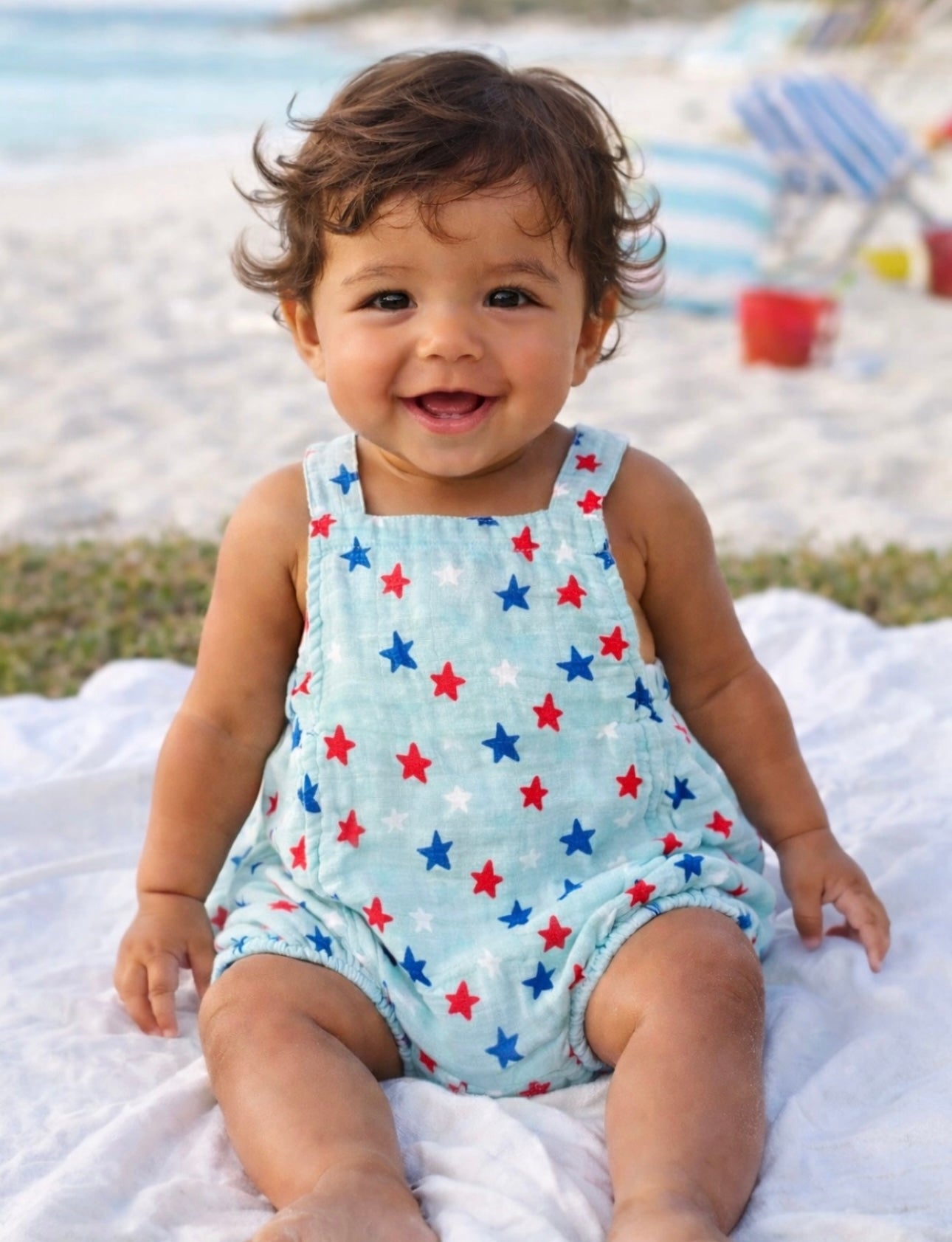 Splendid Stars Blue/Muslin Retro Sunsuit