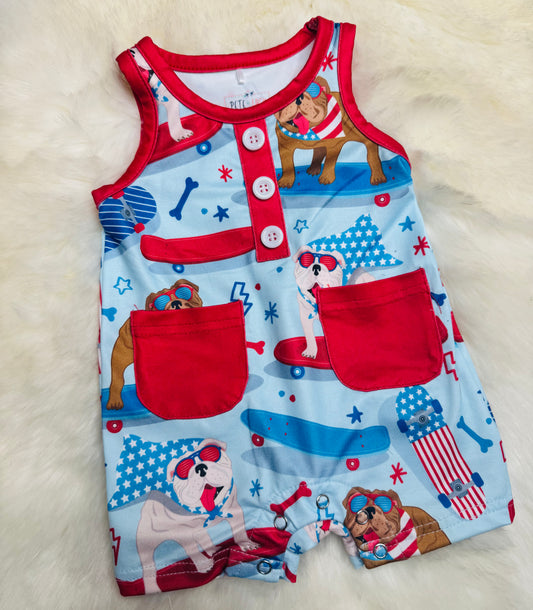 Red, White & Blue Boy Romper