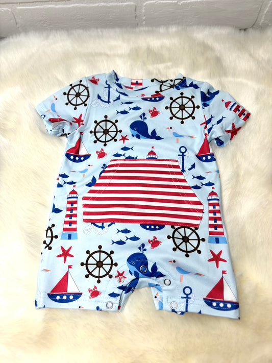 Anchors Away Boy Romper