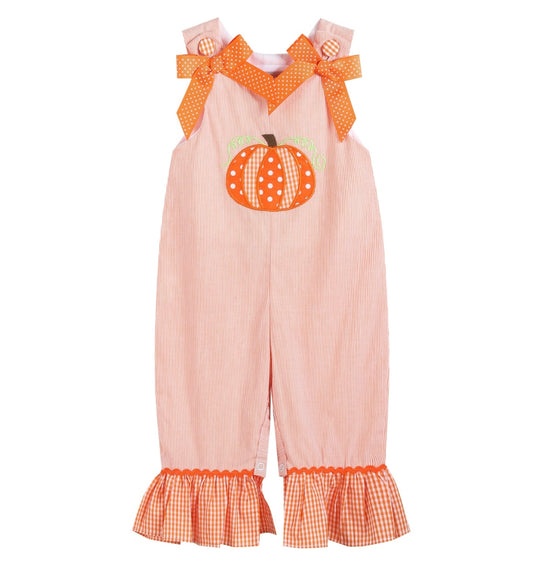 Orange Pinstripe Pumpkin and Bows Romper