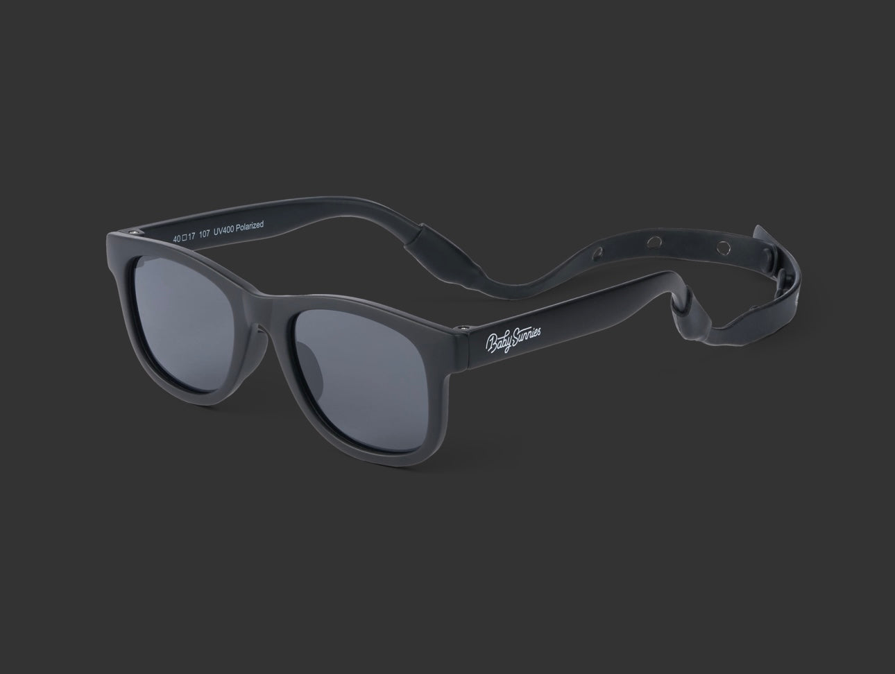 Baby Sunnies - Black Polarized Sunglasses w/Strap 0-24 Months