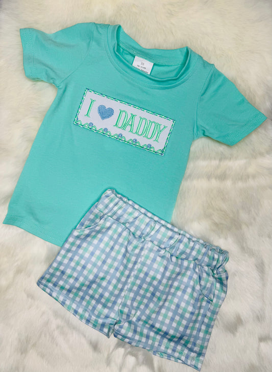 “I Love Daddy” Embroidered 2pc. Boy